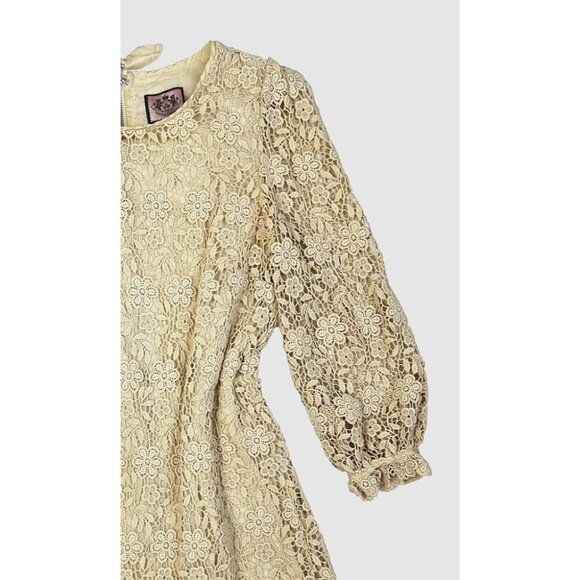 Juicy Couture Dress Ivory Grace Crochet Lace Puff Sleeve – Size 4 – Day to Eveni - Picture 2 of 3